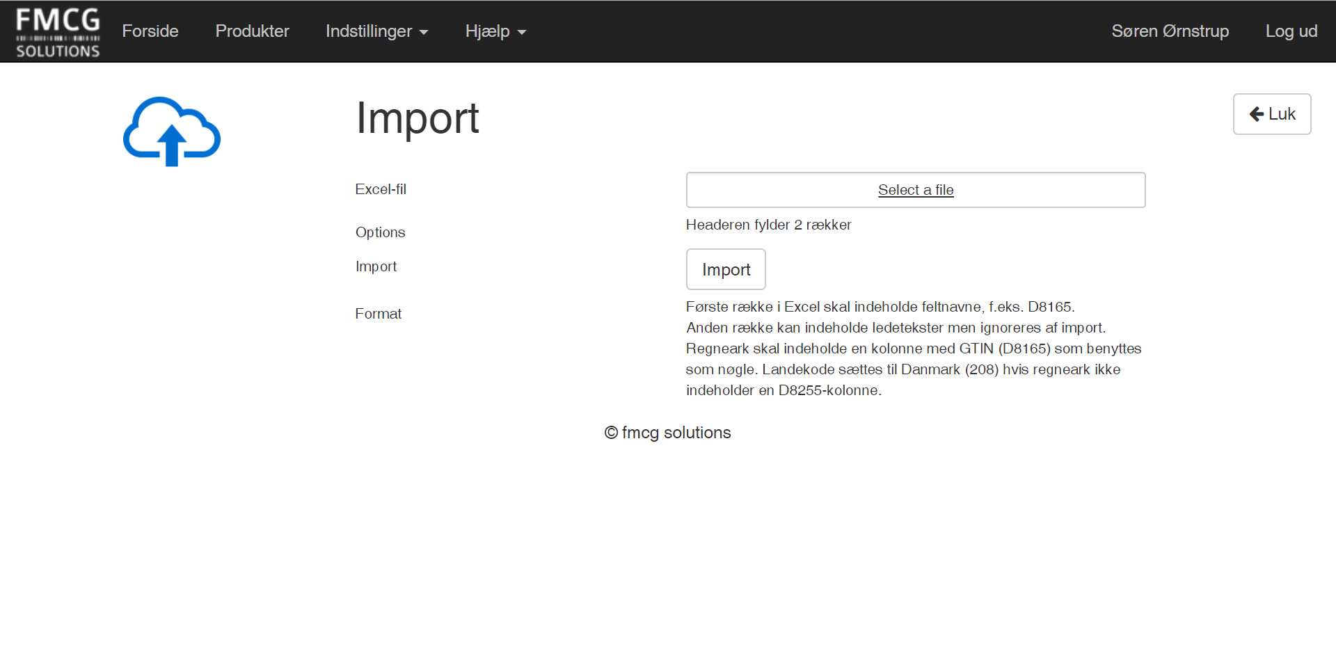Import of product data from Excel in fmcgProducts