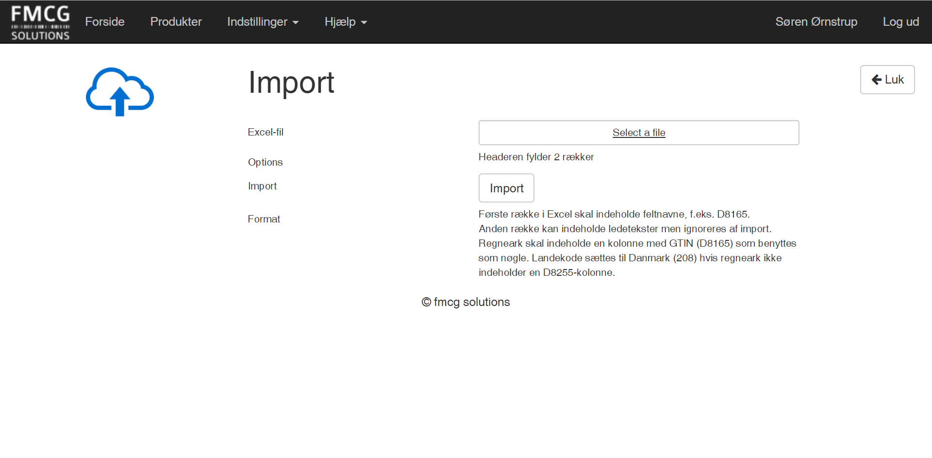 Import af excel